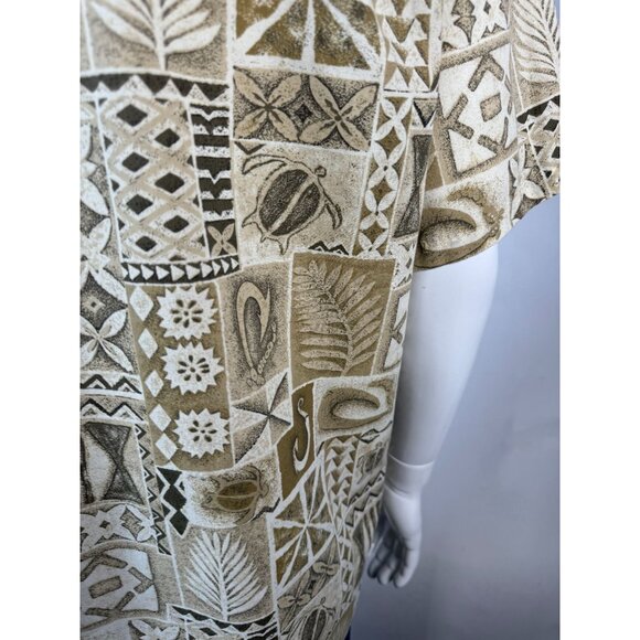 Ho Aloha Made In Hawaii Mens Beige Hawaiian Shirt - Picture 9 of 16